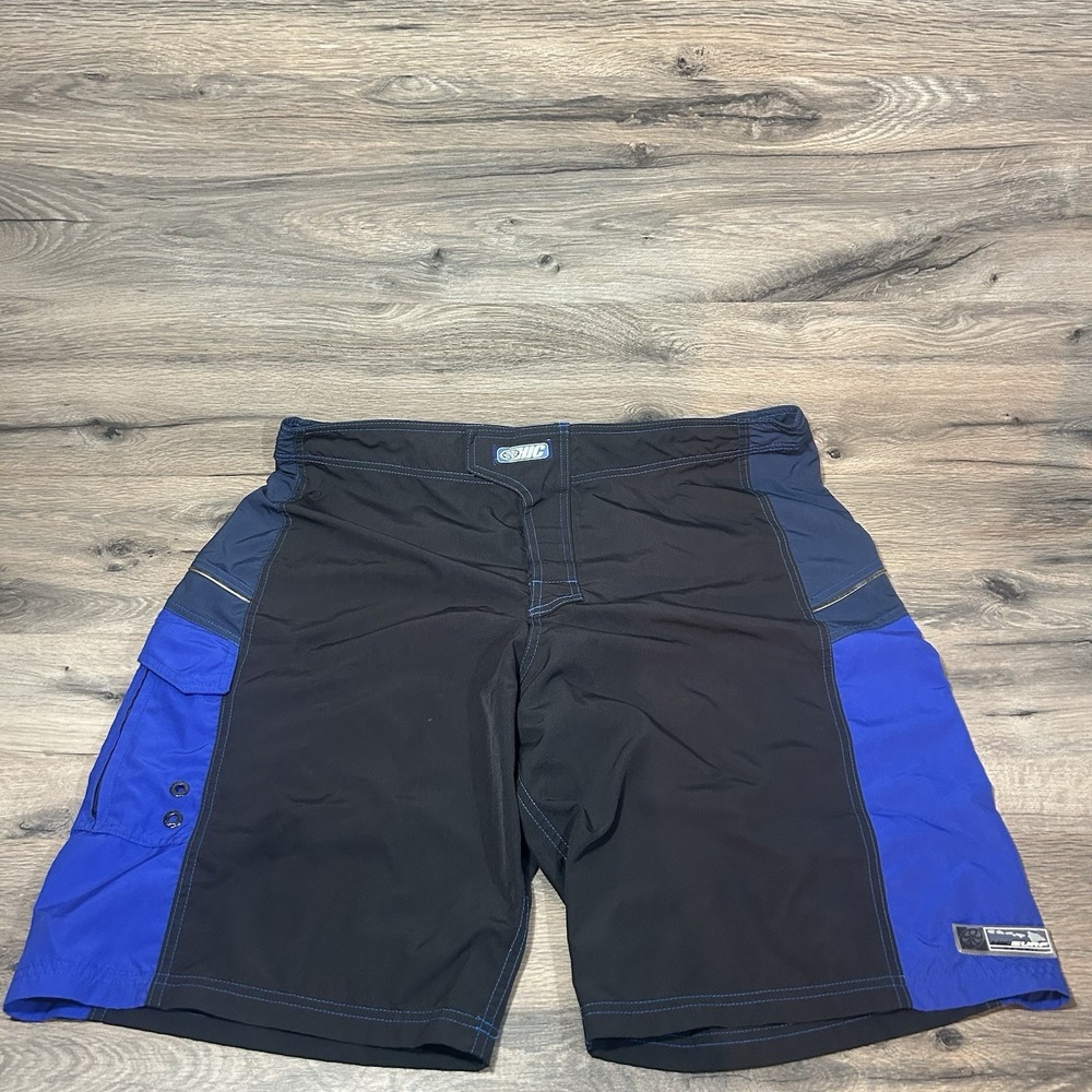 Hawaiian Island Creations HIC Mens 38 Black Blue Board Shorts Swimming Trunks